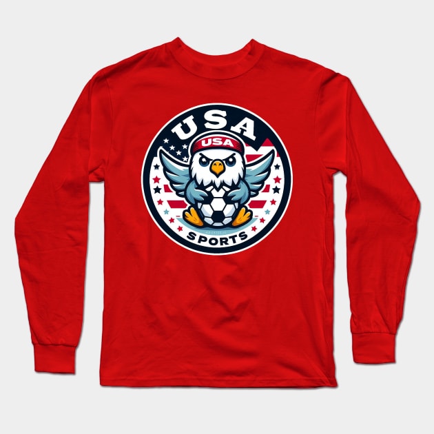 USA Soccer Logo Long Sleeve T-Shirt by Sketchy